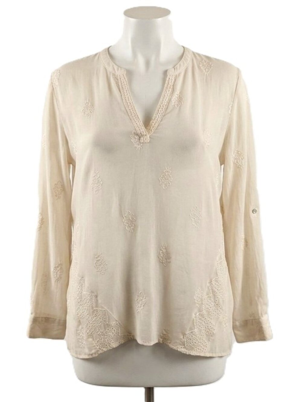 CHICO'S Extravagant Lace Selah Sheer Embroidered Tunic Blouse. Size 3 (XL/16)